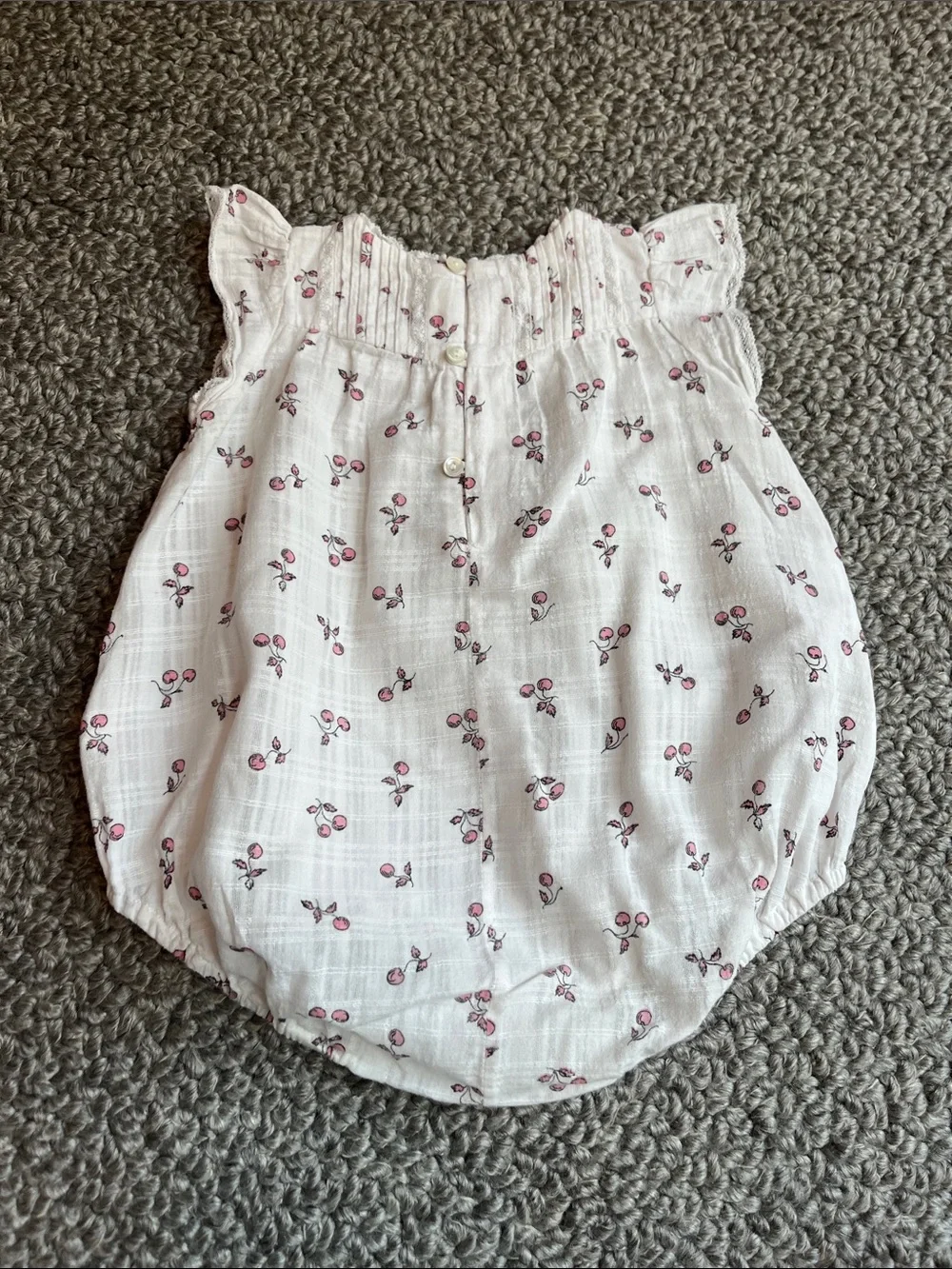 Bonpoint Baby Girls' White Cherry Print Cotton Romper
